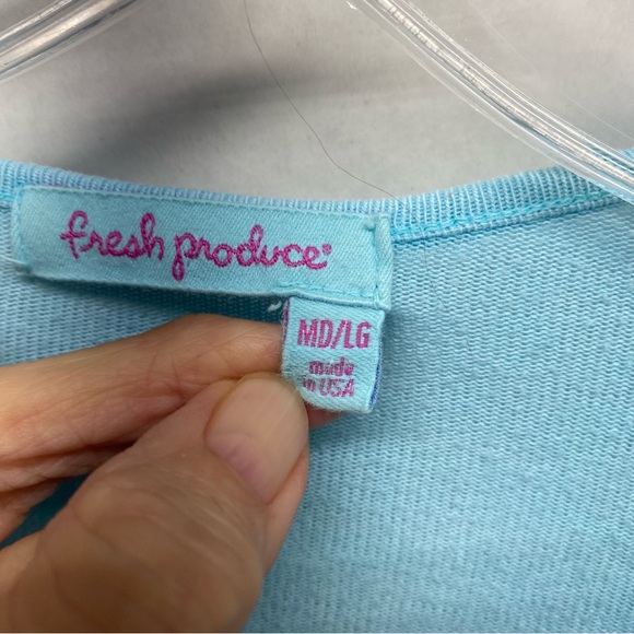 Fresh Produce Studio Tunic Blue Top Size M/L Handkerchief Hem Scoop Neck READ - Picture 4 of 8